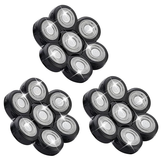 7 Head Shaver Replacement Razor Heads for Many Brands Bald Men's Electric Foil Shaver Replacement,Universal Shaver Replacement Blades for Electric Razor for Men Bald and Face (Black 7 Head/3PCS)