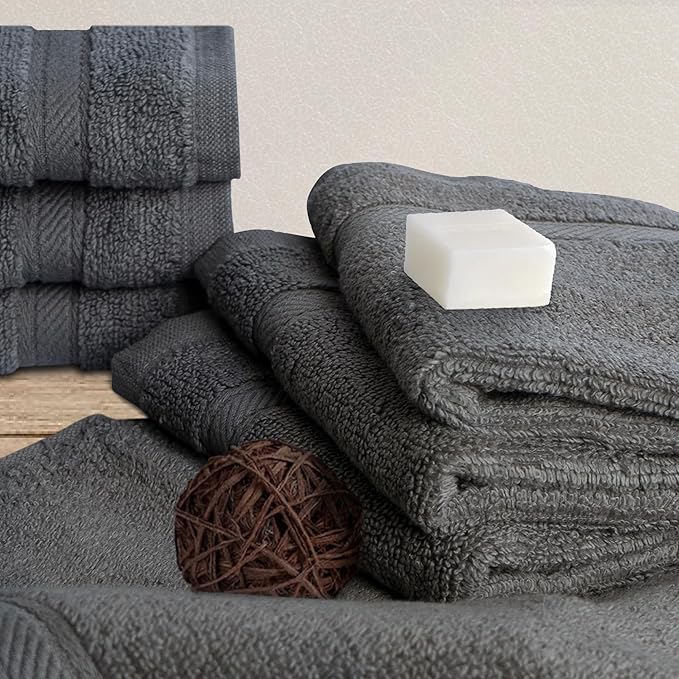 Avalon Towels Cotton Washcloths – (Pack of 12) Size 13x13 Inches, 100% Ring Spun Cotton, Absorbent, Soft Face Towels, Gym Towels, Hotel and Spa Quality, Reusable Fingertip Towels (Grey)