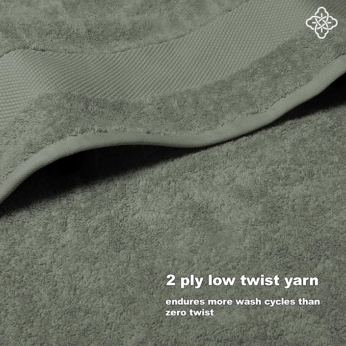 BIOWEAVES 100% Organic Cotton 700 GSM Luxury Washcloths GOTS Certified 13" x 13" Face Towel - Sage, Pack of 12