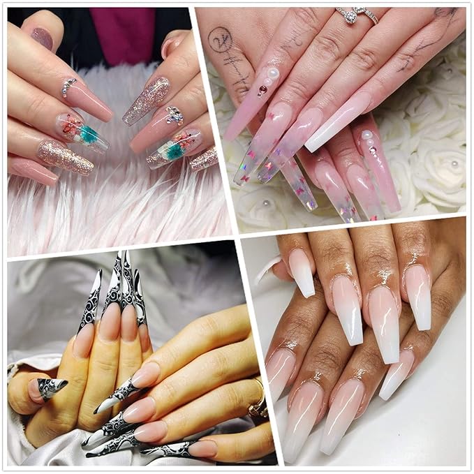 Makartt Poly Gel Kit, Clear Pink Fall Winter Extension Set With 500pcs Press on Coffin Tips for Nail Enhancement