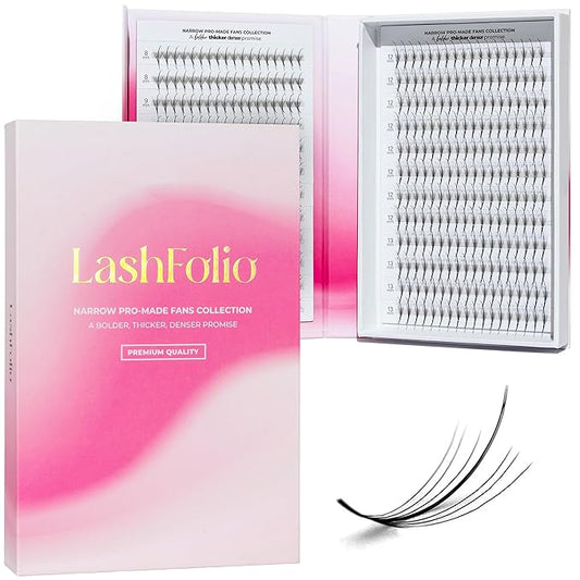 LLBA LashFolio Narrow Wispy Fans | Handmade Volume Eyelashes | Multi Selections From 5D To 10D | C CC D Curl | 0.03~0.07 mm | 8-13mm Length | Long Lasting | Easy Application (7D-0.05 D 8mm-13mm)