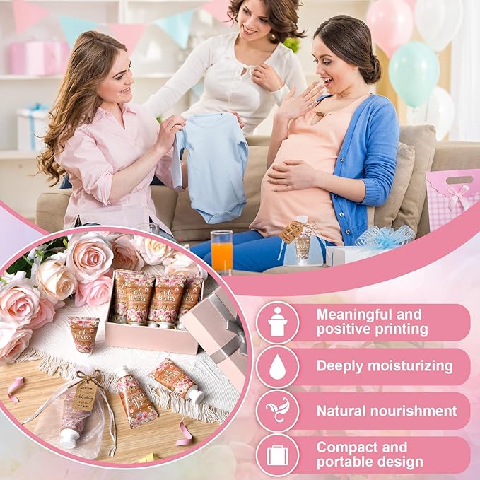 48 Sets Baby Shower Hand Cream Party Favors for Guests Gift Bulk Travel Size Hand Lotion Set for Baby Shower Wedding Christmas(Floral)