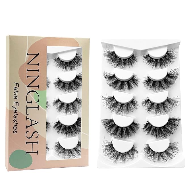 False Eyelashes Mink Lashes Fluffy Dramatic 20mm Long Faux Mink Eyelashes D Curl Wispy Fake Lashes Pack Look Like Extension