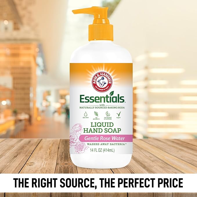 Arm & Hammer Liquid Hand Soap for Skin Cleaning - Cleanser for Kitchen & Bathroom with Gentle Rose Scent - Natural Hand Soap Cleanses, Softens 14 FL Oz (414ml)