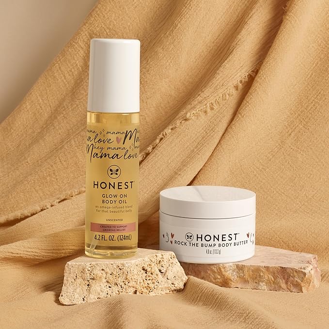 The Honest Company Honest Mama Body + Belly Bump Love Bundle | Moisturizing, Plant Based Oil + Stretch Mark Butter Cream