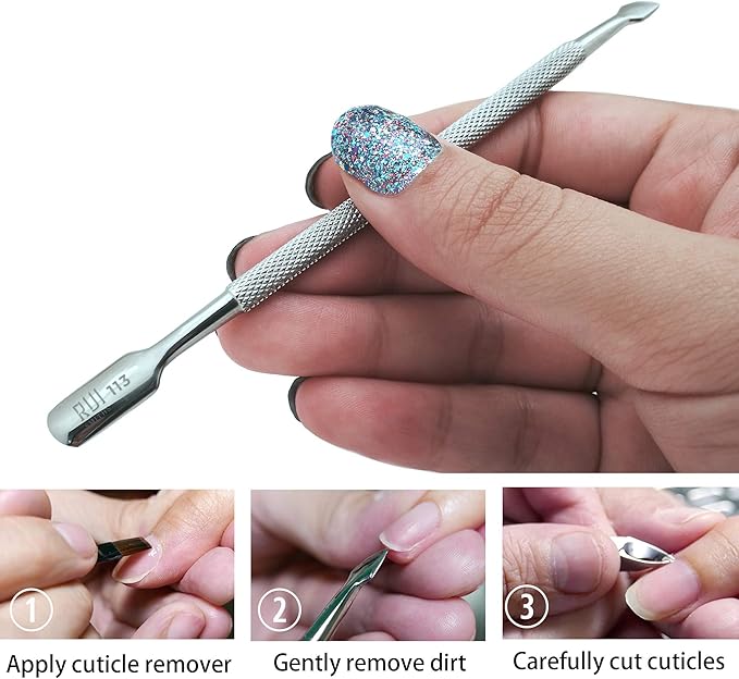 Rui Smiths Professional Double Ended Stainless Steel Metal Pusher (Cuticle Pusher) Bundle - Styles No. 111 and 113