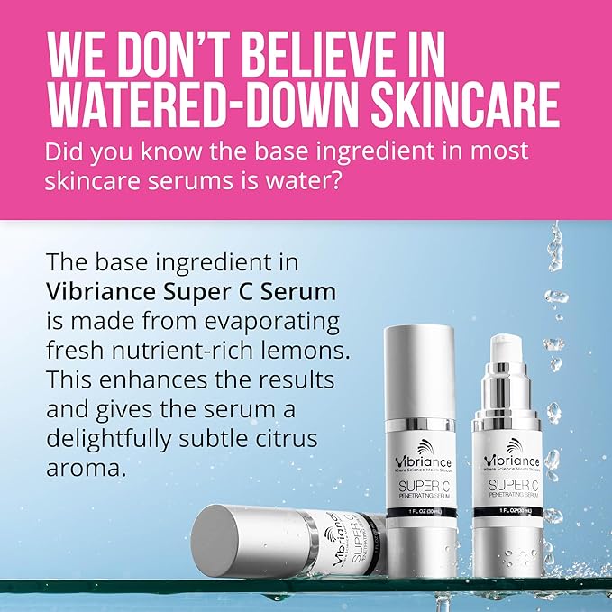Vibriance Super C Serum for Mature Skin - All-in-One Vitamin Formula Hydrates, Firms, Lifts, Smooths, Targets Age Spots, Wrinkles, 1 fl oz - Pack of 3