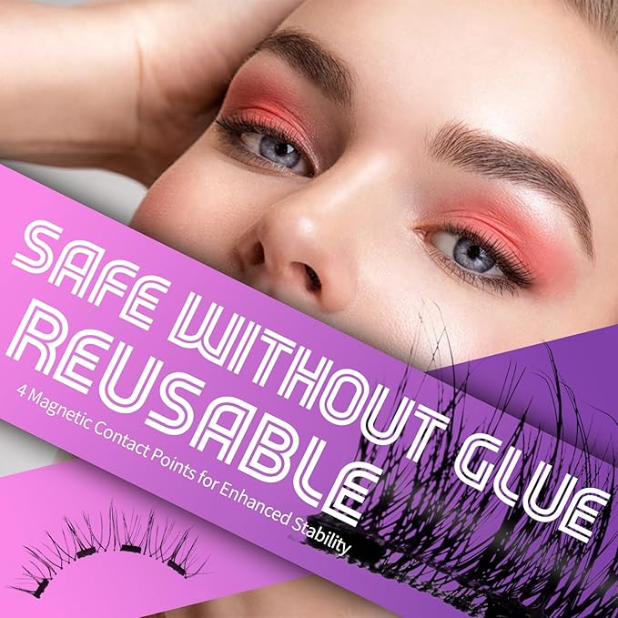 magnetic eyelashes,3pairs,3styles,natural look,wispy,fluffy,magnetic eyelashes with applicator,No glue needed,Reusable,Waterproof,Easy to apply