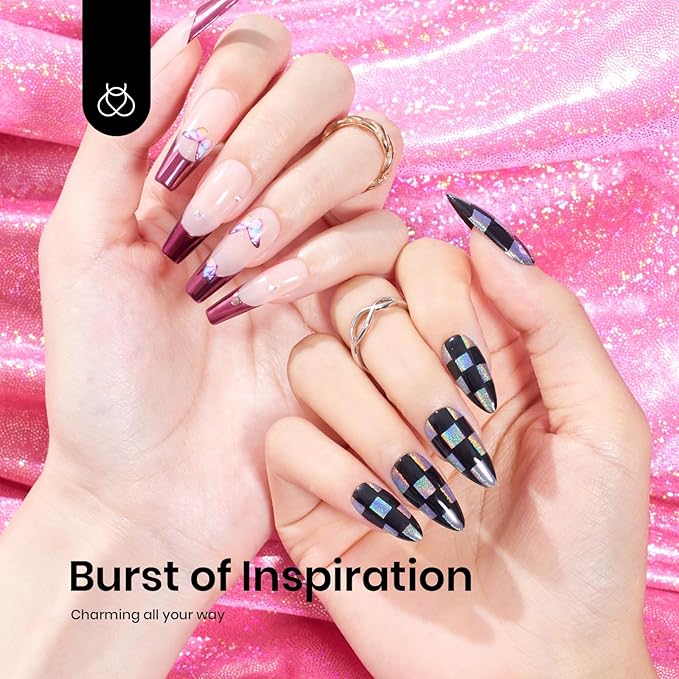 Beetles Metallic Chrome Nail Powder Kit Black White Colors Gel Polish Mirror Effect Holographic Metallic Nail Polish Chrome Manicure Art Decoration Glitter Nail Powder for Women