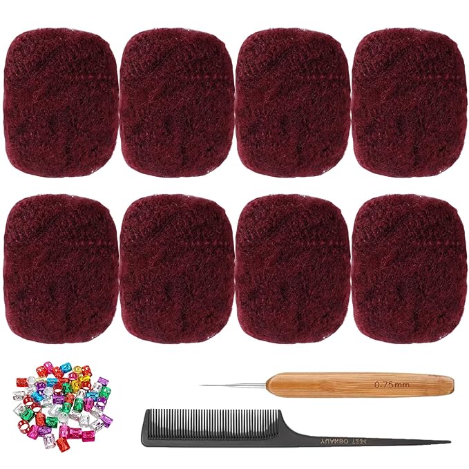 Afro Kinkys Bulk Human Hair for Dreadlock Extensions,Repair Locs, Twists and Braids, 240 Gram Each Package 100% Human Hair Afro Kinky Bulk Can be Dyed and Bleached (BUG# 8inch)