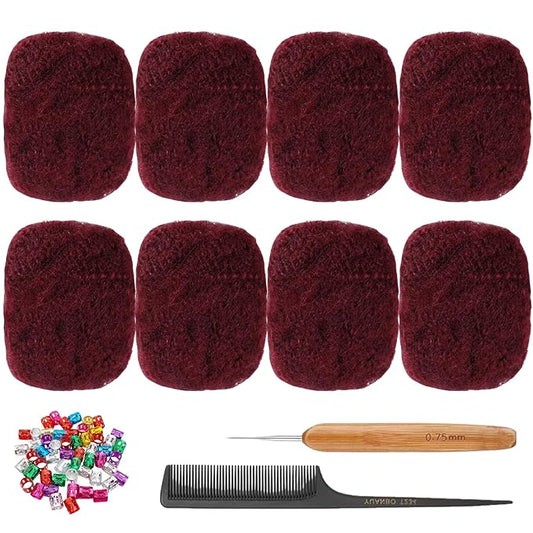 Afro Kinkys Bulk Human Hair for Dreadlock Extensions,Repair Locs, Twists and Braids, 240 Gram Each Package 100% Human Hair Afro Kinky Bulk Can be Dyed and Bleached (BUG# 8inch)