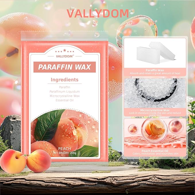 Paraffin Wax Refills, 4 Pack 200g Peach Scented Paraffin Wax Blocks for Paraffin Bath, Paraffin Wax Machine Refills for Hand Feet Dry Skin,Rrelieves muscle fatigue, Hydration and nourish