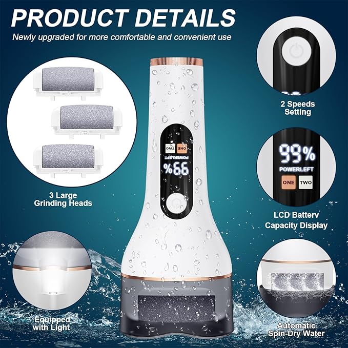 Electric Callus Remover for Feet Rechargeable Portable Electronic Foot File Pedicure Tools 16 In 1 Foot Callus Remover Kit Foot Scrubber Professional Foot Care To Remove Dead Skin Hard Skin Dry Cracks
