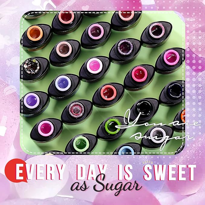 UR SUGAR 45PCS Gel Nail Polish Set, 39 Colors Fall Winter Gel Polish Set with 6 Pcs Base and Glossy Matte Top Coat All Seasons Collection Pink Red Blue Colorful Gel Polish Gifts for Women