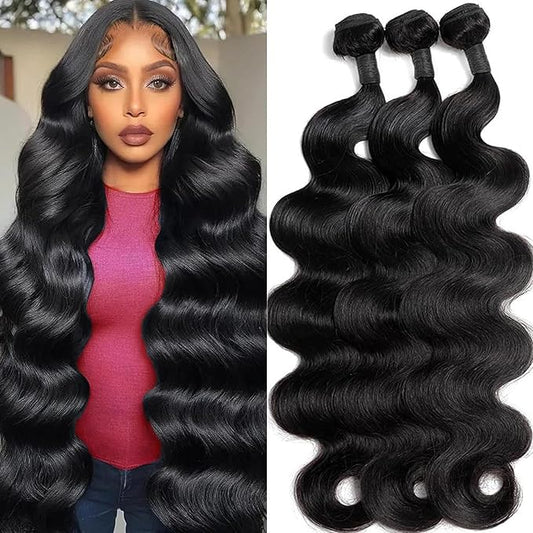 Human Hair Bundles Body Wave 26 28 30 Inch 12A Brazilian 100% Unprocessed Human Hair Bundles Thick Raw Virgin Long Hair Natural Black Color