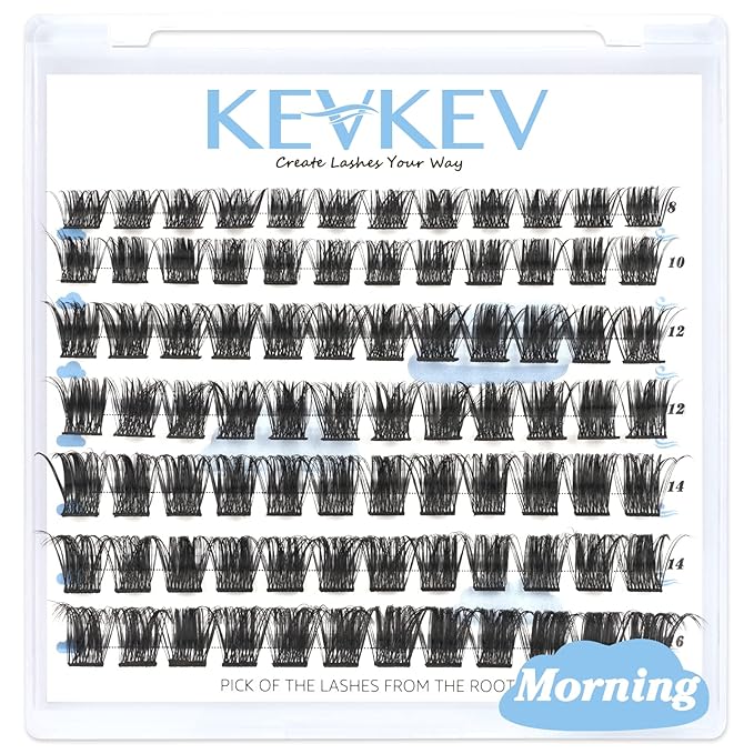 Cluster Lashes 84 Pcs Lash Clusters Eyelash Clusters Individual Lashes DIY Cluster Eyelash Extensions Soft and Thin Band(Morning,C-8-16mix)