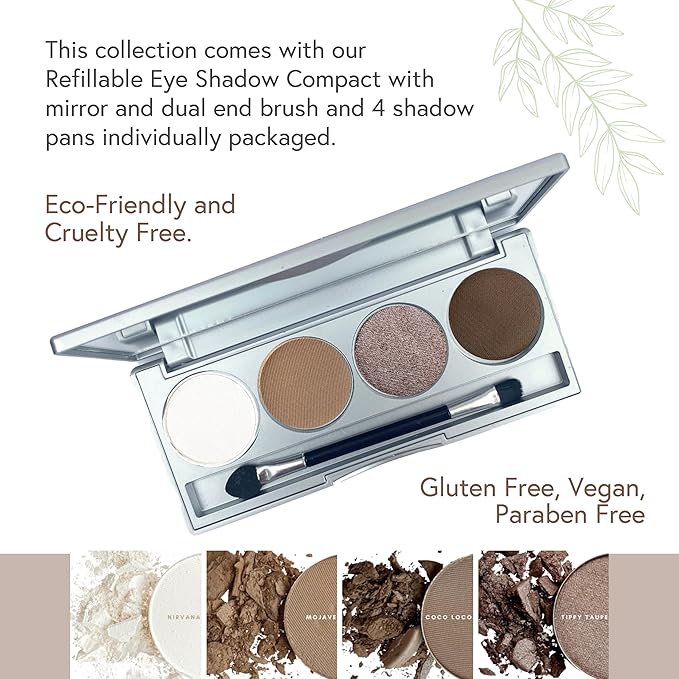 Honeybee Gardens Hot Chocolate Eye Shadow Palette, Clean and Bold, 4 Highly Pigmented Colors With Long Lasting Luxe Finish, Vegan, Cruelty-Free, Gluten-Free, and Paraben-Free, Net Wt 1.3g Each