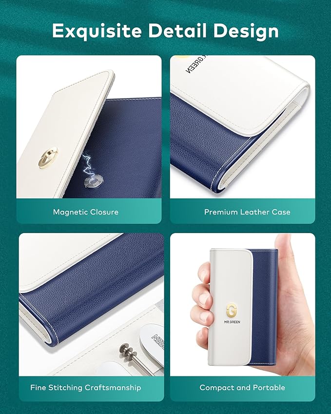 MR.GREEN Nail Clippers, 5PCS Nail Clipper Set With Ultra-thin Fingernail Clippers,Nail File, Tweezers, Scissors, Professional Manicure Set for Men and Women, Nail Cutter with Leather Case (Blue)