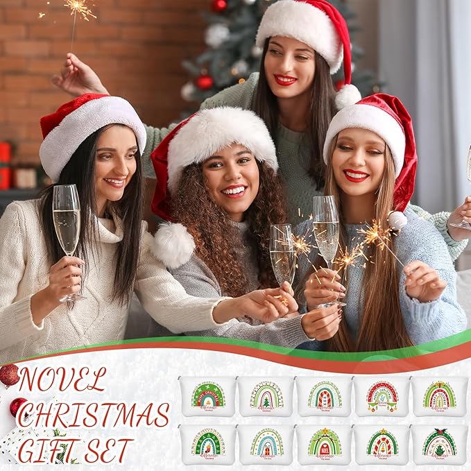 Sieral 30 Pcs Rainbow Canvas Makeup Bags Bulk Housekeeping Week Appreciation Gifts Inspirational Cosmetic Bags with Zipper Thank You Gifts for Teacher Employee Coworker Volunteer Nurse(Joyous)