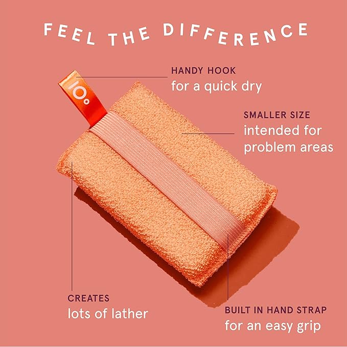 Cleanlogic Bath and Body Exfoliating Body Scrubber, Small Exfoliator Tool for Smooth and Softer Skin, Daily Skincare Routine, Assorted Colors, 3 Count Value Pack