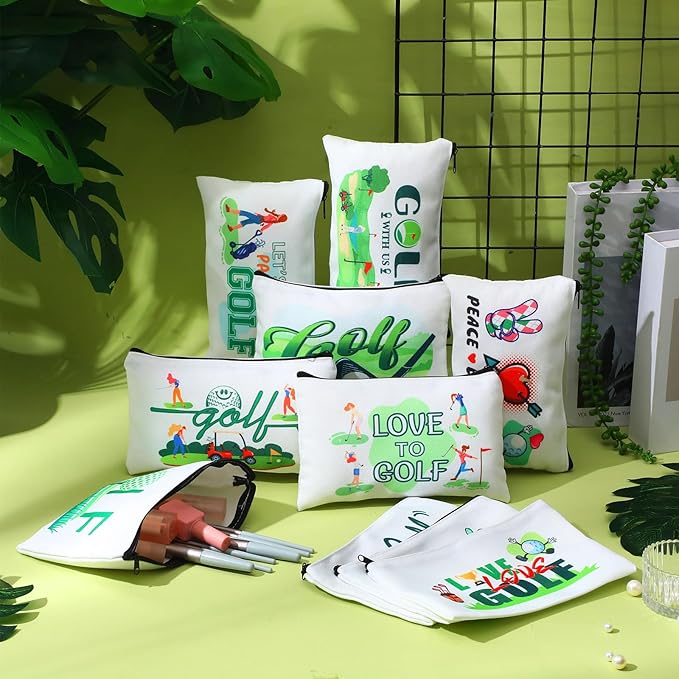 Eccliy 20 Pcs Golf Makeup Bag Golfer Cosmetic Bag Canvas Gifts Golf Accessories for Girls Toiletry Pouch with Zipper for Women Team Party