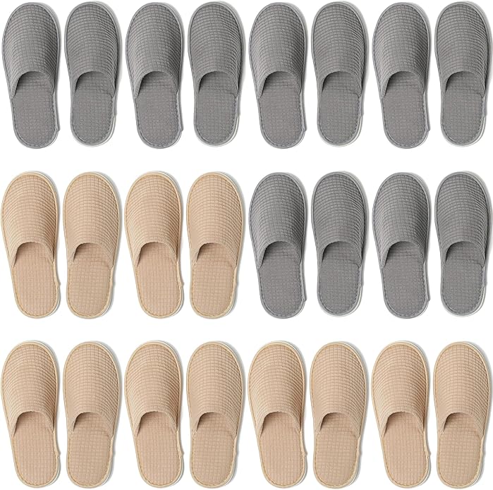 SPA Guest Slippers, 6/12 Pairs Reusable Washable Unisex Spa Slippers for Hotel Bedroom Wedding Party Travel
