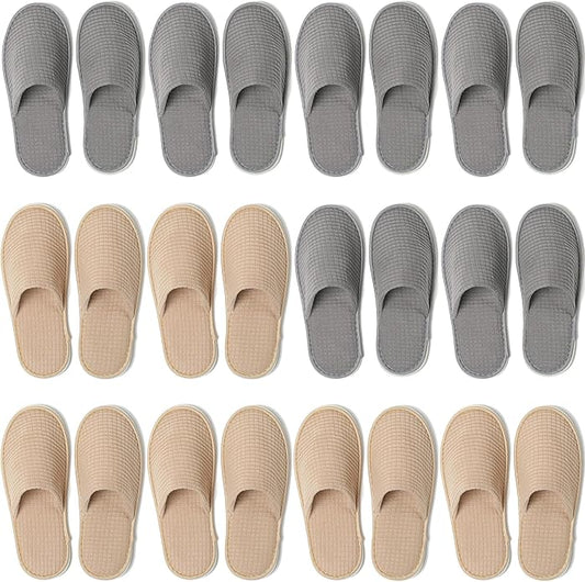 SPA Guest Slippers, 6/12 Pairs Reusable Washable Unisex Spa Slippers for Hotel Bedroom Wedding Party Travel