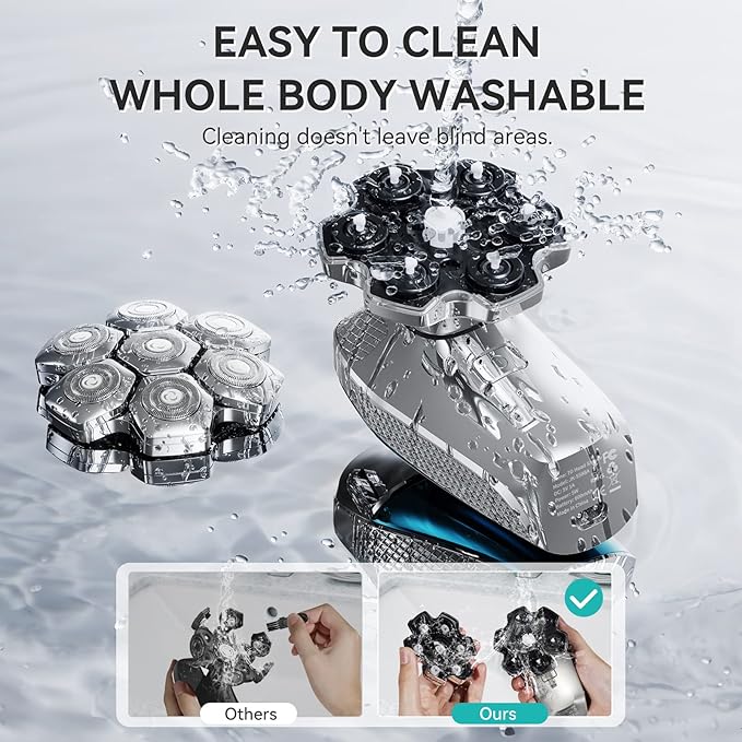 7D Head Shaver kensen 2024 Upgrade Head Shavers for Bald Men, Detachable Electric Razor with Beard Nose Hair Trimmer, Waterproof Wet/Dry Mens Grooming Kit, LED Display, USB Rechargeable, Gift Trave