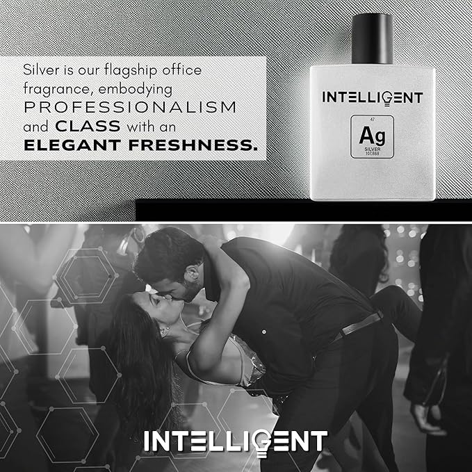Intelligent Silver | Clean, Collected, and Sophisticated | Extrait de Parfum for Men | 3.4 Fl Oz (100 mL)