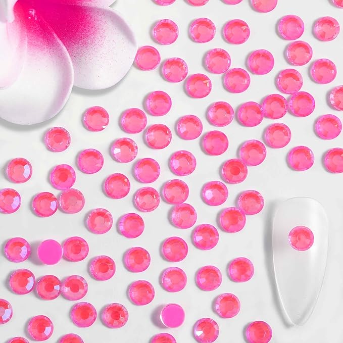 Beadsland 1440pcs Flat Back Crystal Rhinestones Round Gems for Nail Art and Craft Glue Fix, Luminous Rose, SS20,4.6-4.8mm