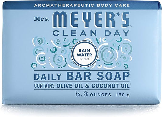 MRS. MEYER'S CLEAN DAY Bar Soap, Use as Body Wash or Hand Soap, Made with Essential Oils, Rain Water, 5.3 oz, 1 Bar