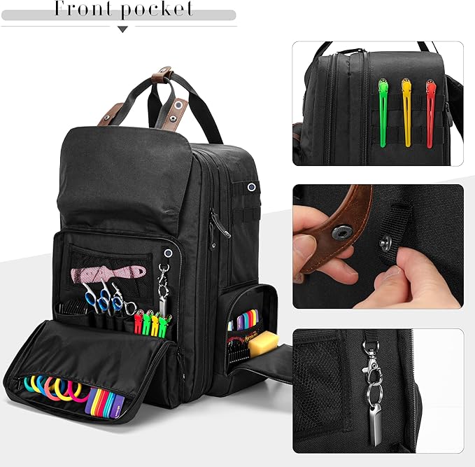 BAFASO Large Capacity Barber Case, Travel Hairdresser Bag Holds Various Hair Cutting Tools (Bag Only), Black