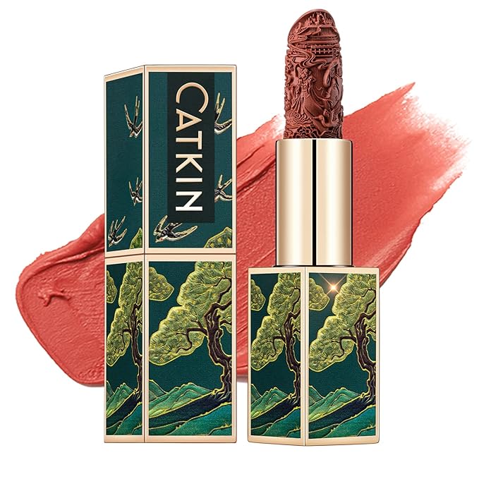 Catkin Rouge Matte Lipstick, Waterproof Long Lasting Satin Moisturizing Smooth Soft 0.13 Ounce-Chinese Style (137)