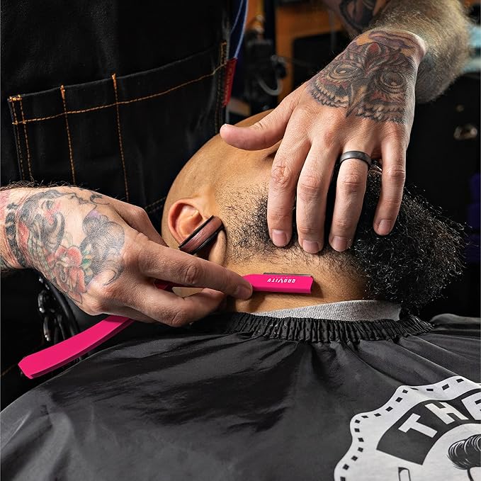 Professional Straight Razor - Ultra Exposed Straight Razor Kit with 10 Gravity Premium Blades, 2mm Exposed (Panthera)