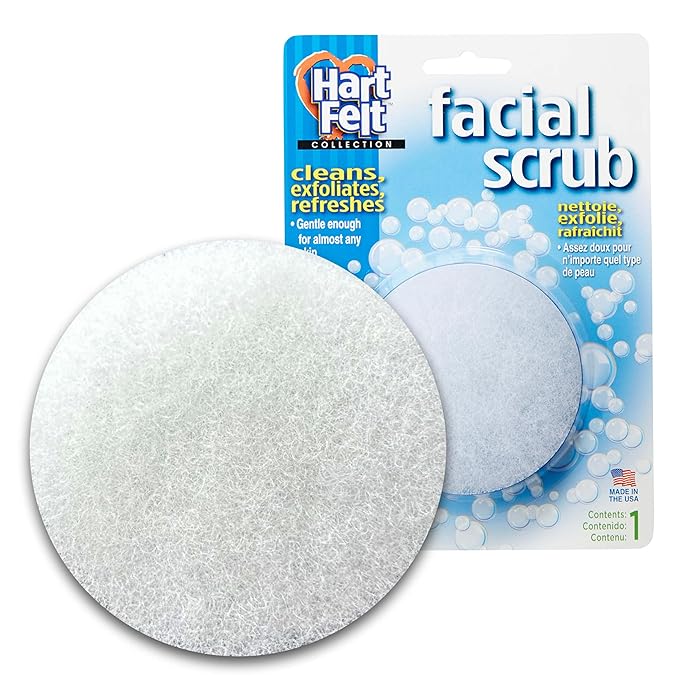 HartFelt Round Face Scrubber for Women | Reusable Facial Sponges for Daily Cleansing | Facial Exfoliating Pads for Removing Dead Skin, Dirt & Makeup | Use with Favorite Cream | Made in USA - 1 Count