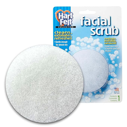HartFelt Round Face Scrubber for Women | Reusable Facial Sponges for Daily Cleansing | Facial Exfoliating Pads for Removing Dead Skin, Dirt & Makeup | Use with Favorite Cream | Made in USA - 1 Count