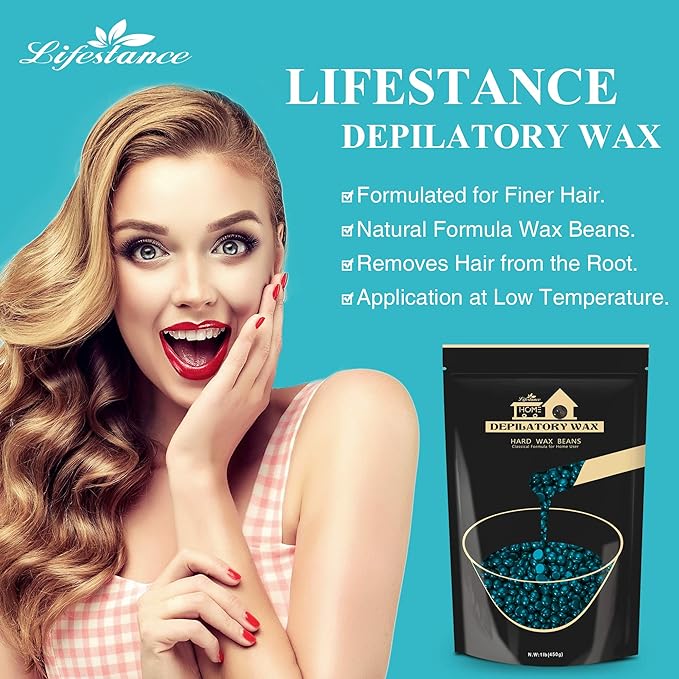 Lifestance Hard Wax Beads, 1lb, Jasmine, Sensitive Skin, for Face, Body, Legs, Brazilian Bikini Wax, Pearl Beads for Wax Warmers