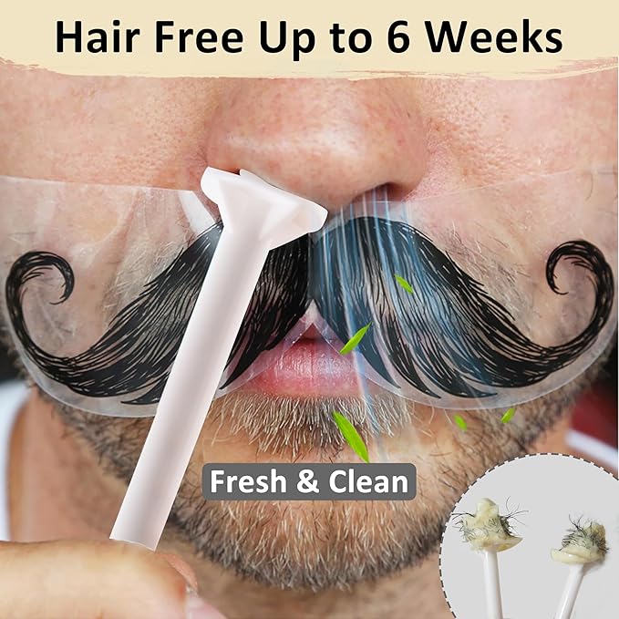 Maxpearl Hair Removal Waxing kit for Men, Nose & Ear Wax Kit with Silicone Pot - Hair Removal for Unwanted Coarse Male Body Hair - Mustache, Eyebrows, Underarms, Back, Chest, Legs and More