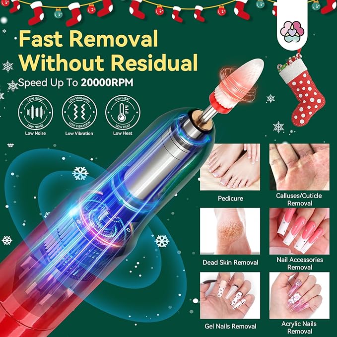 SAVILAND 82PCS Gel Nail Polish Kit with 220W UV Light: 20 Christmas Color Gel Polish 20000 RPM Nail Drill Nails Gloves Complete Tools Accosseries UV Soak-off Nail Kit for Home DIY Christmas Gift