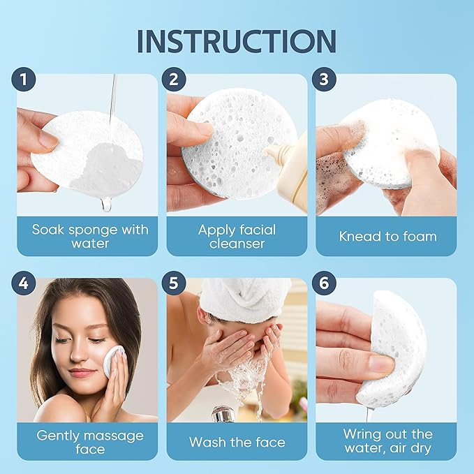 100PCS Compressed Facial Sponges, Cleansing, for Personal Spa Esthetician Use, White