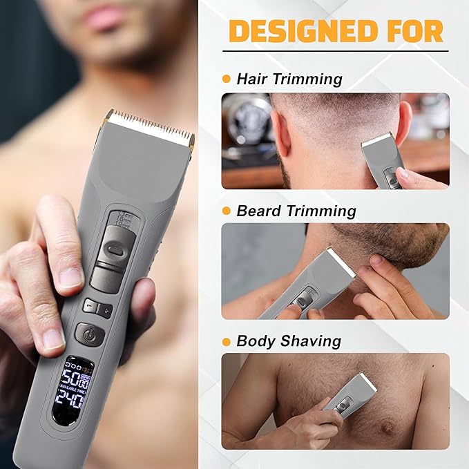 Brio Beardscape V1 Beard Trimmer for Men Professional with Low Friction Ceramic Blade, Cordless Professional Hair Trimmer for Barbers with 4 Hrs of Long Battery Timing, Ideal for Beard & Body (Gray)