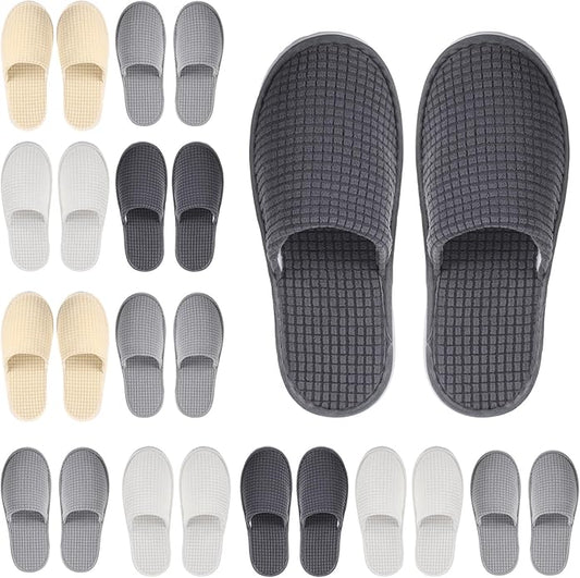 Geyoga 12 Pair House Slipper for Guest Non Slip Disposable Slipper for Travel Washable Reusable Closed Toe Hotel Bridesmaid Indoor Spa Wedding Party Shoeless Home