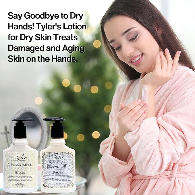 Worldwide Nutrition Bundle: Tyler Eucalyptus Glamorous Hand Wash and Hand Lotion Gift Set - 2 Pack, 8 Oz Scented Pump Bottles for Luxury Skin Care and Multi-Purpose Key Chain