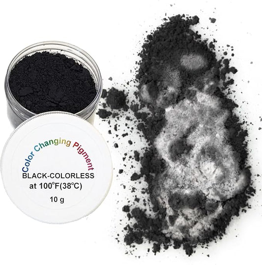 Temperature Activated Thermochromic Powder Pigment Black Changing to COLORLESS (Translucent White) at 100F/38C Perfect for Electronics Overheating Indicator