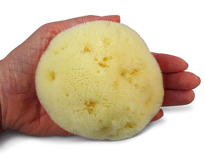 Premium Natural FINA Silk Sponges - 2pc, 4"- 4.5" Luxury Soft on Skin fine pored sea Sponge from The Mediterranean, Perfect for Make up, Facial Cleansing & Bathing