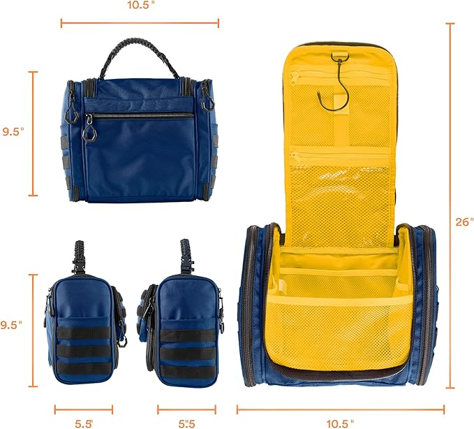 Fitdom Tactical Hanging Toiletry Bag Dopp Kit For Men & Women. Perfect For Travel & Storage for Cosmetic, Clipper, Toothbrush, Shower, Shaving & Grooming Care. Best Overnight Toiletries Organizer Case