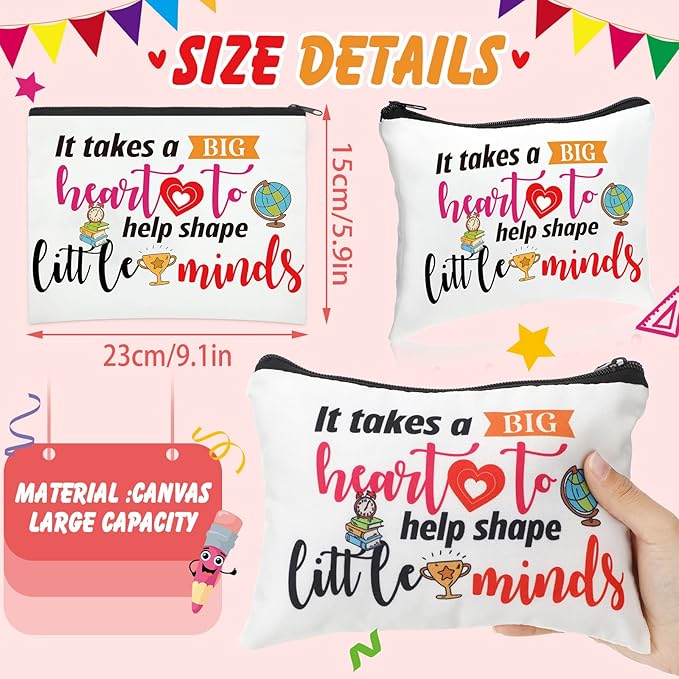 Hillban 32 Pieces Teacher Gifts Teacher Appreciation Gifts Women Cosmetic Makeup Bag Funny Pencil Pouch for Graduation Birthday Christmas(Cute)