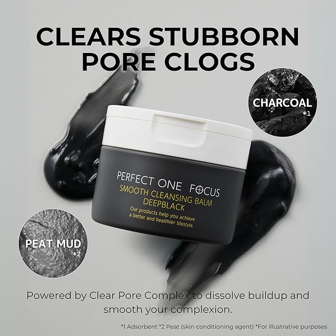 Smooth Cleansing Balm Deep Black – Pore Cleansing & Makeup Removal – Suitable for Sensitive Skin, Eyelash Extensions Safe, 2.64oz (1, Black)