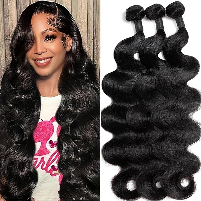 Body Wave Bundles Human Hair 18 20 22 Inch 100% Unprocessed Raw Vietnamese Human Hair Bundles Body Weave Bundles Remy Virgin Hair Bundles Natural Black Color