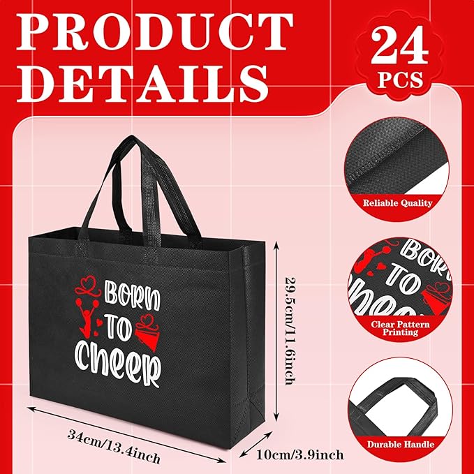Olgaa 48 PCS Cheerleader Gifts: 24 PCS Cheer Bags & 24 Black Cheer Keychains